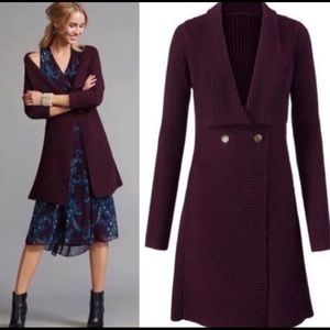 CAbi Mulberry Ribbed Long Cardigan XS